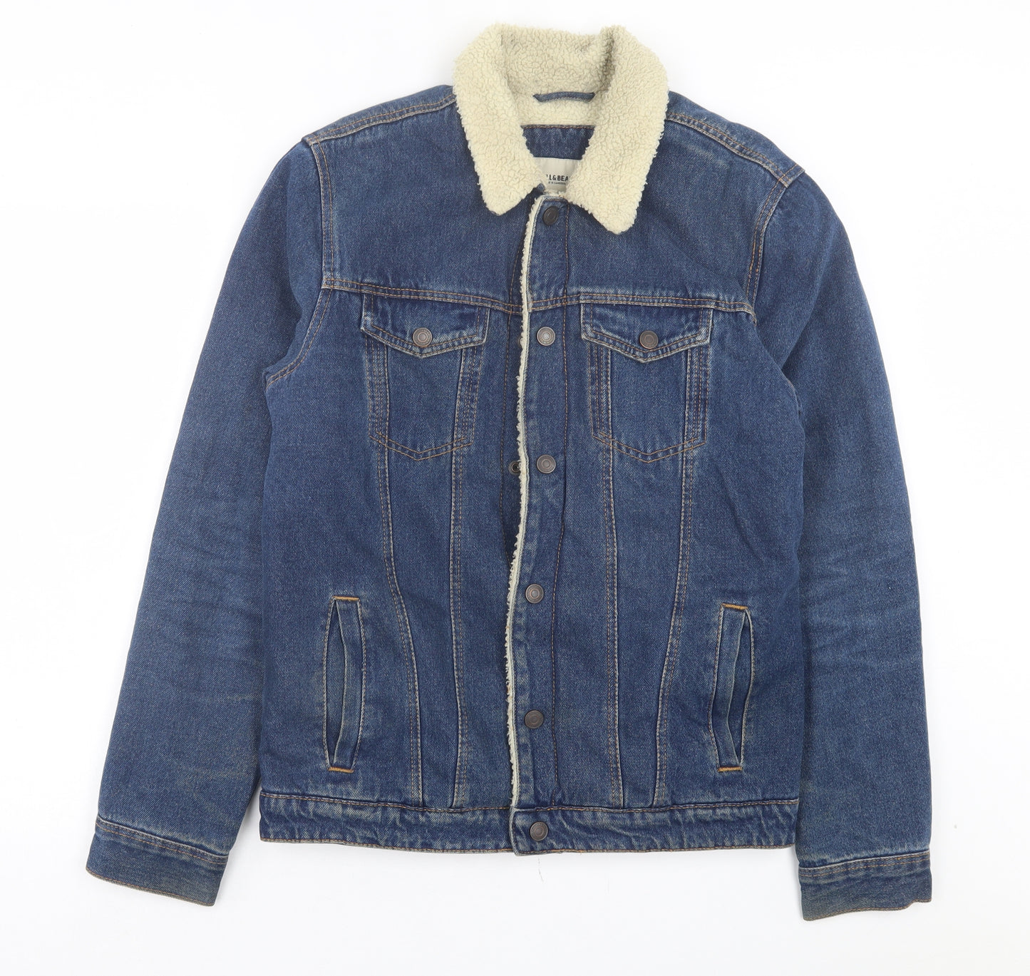 Pull&Bear Mens Blue Jacket Size M Button
