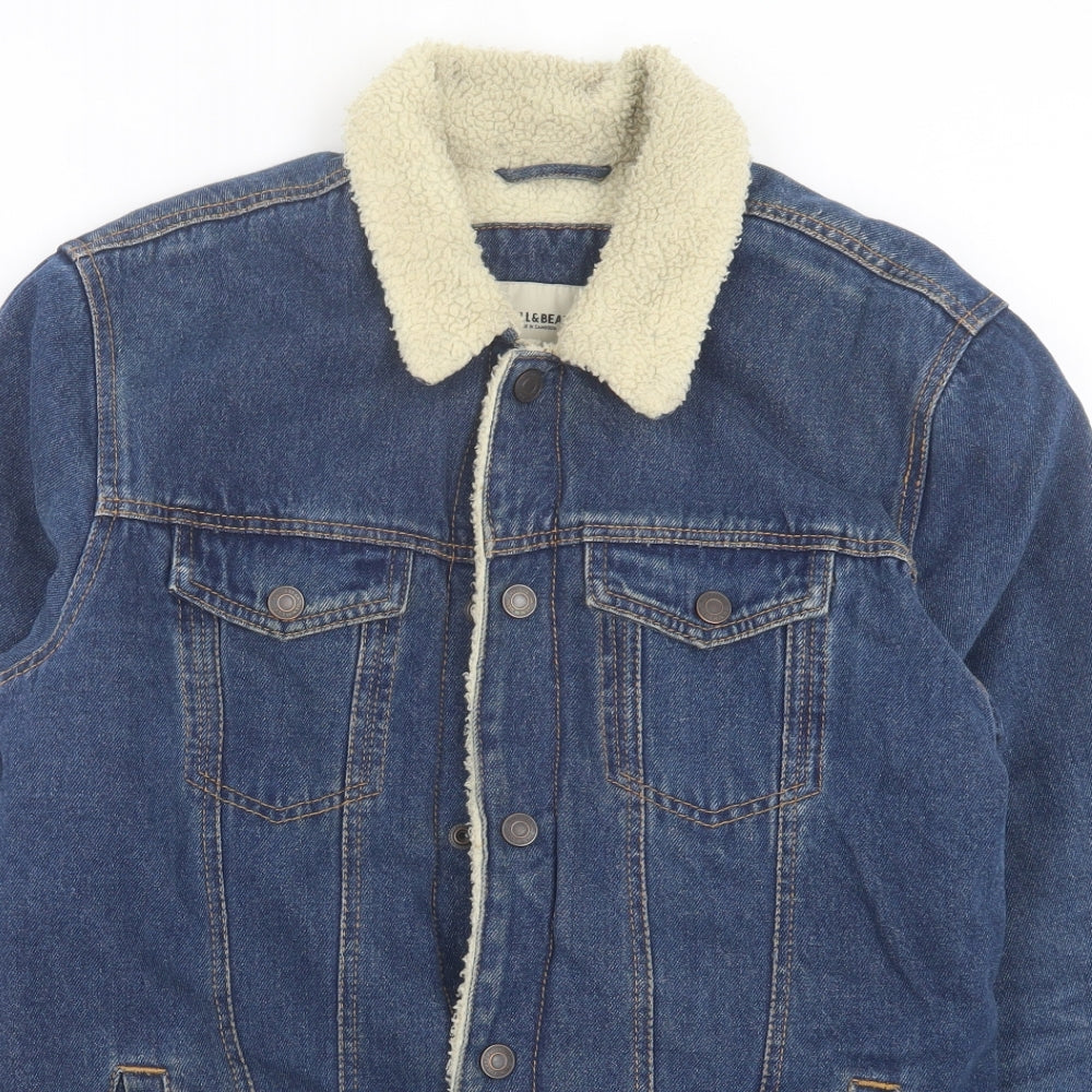 Pull&Bear Mens Blue Jacket Size M Button