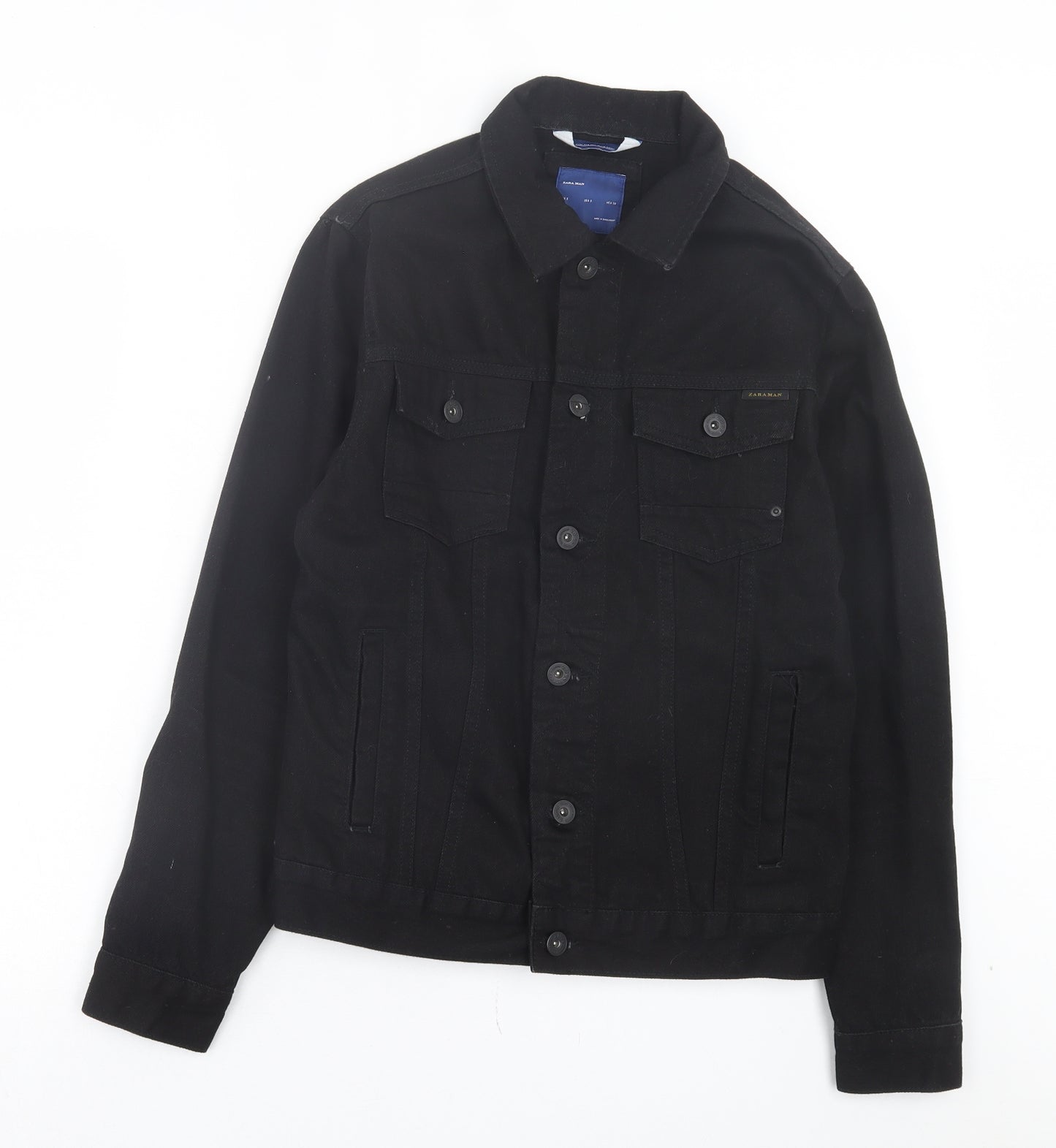 Zara Mens Black Jacket Size S Button