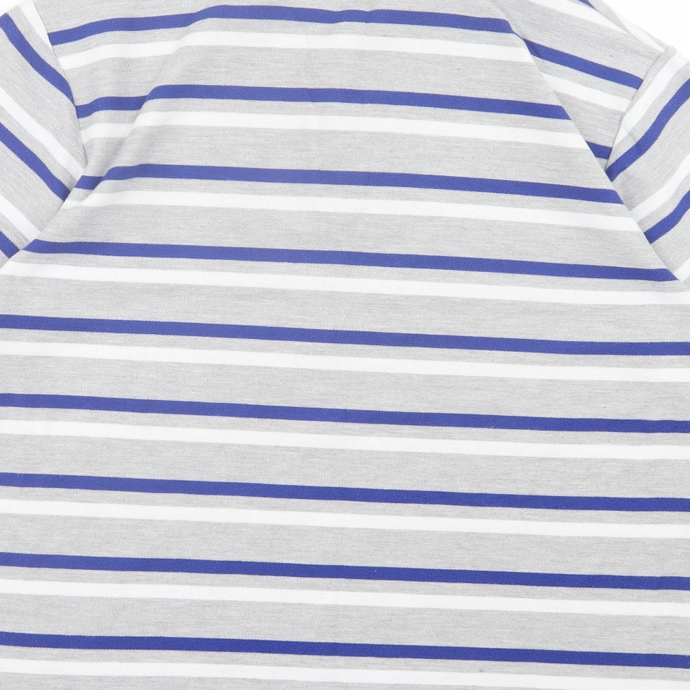 Lonsdale Mens Green Striped Cotton Polo Size M Collared Button