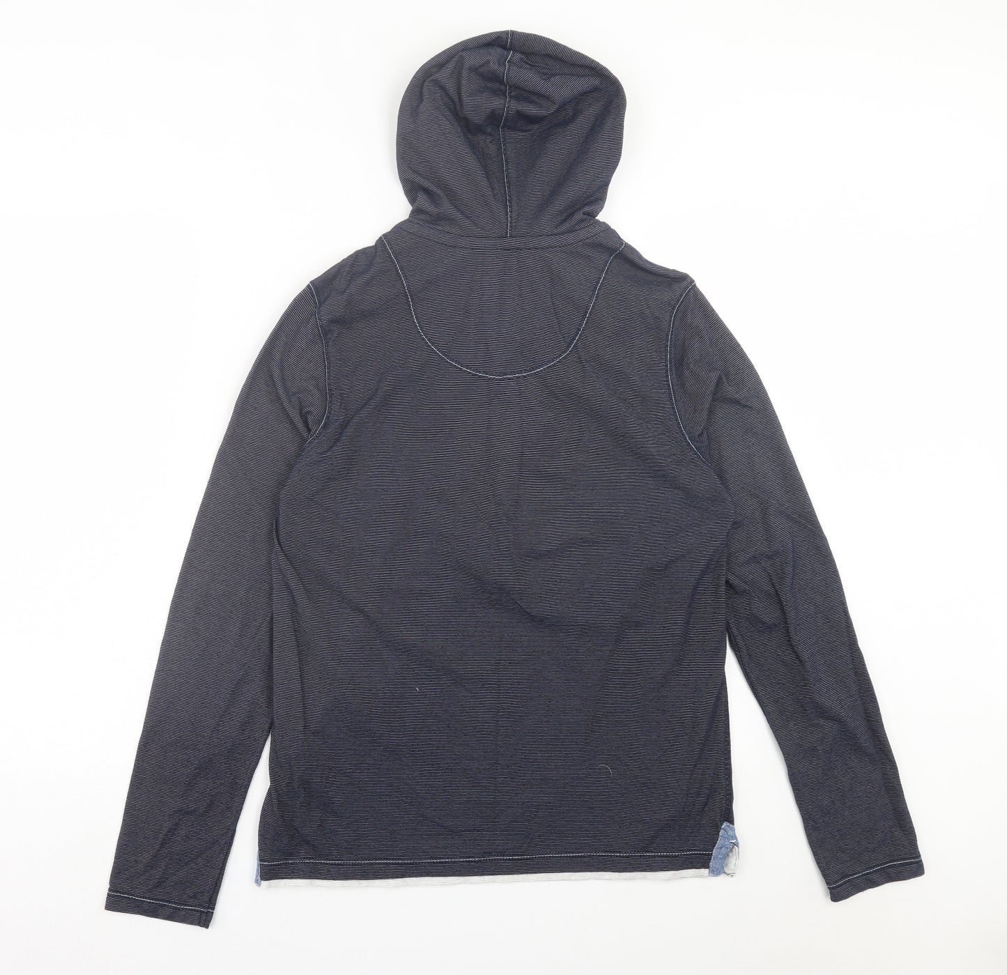 NEXT Mens Blue Striped Cotton Pullover Hoodie Size S