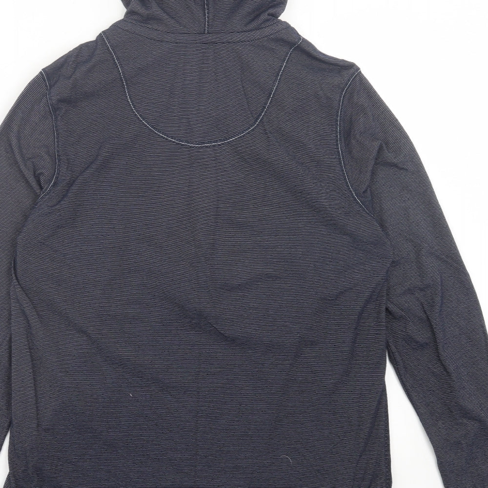 NEXT Mens Blue Striped Cotton Pullover Hoodie Size S