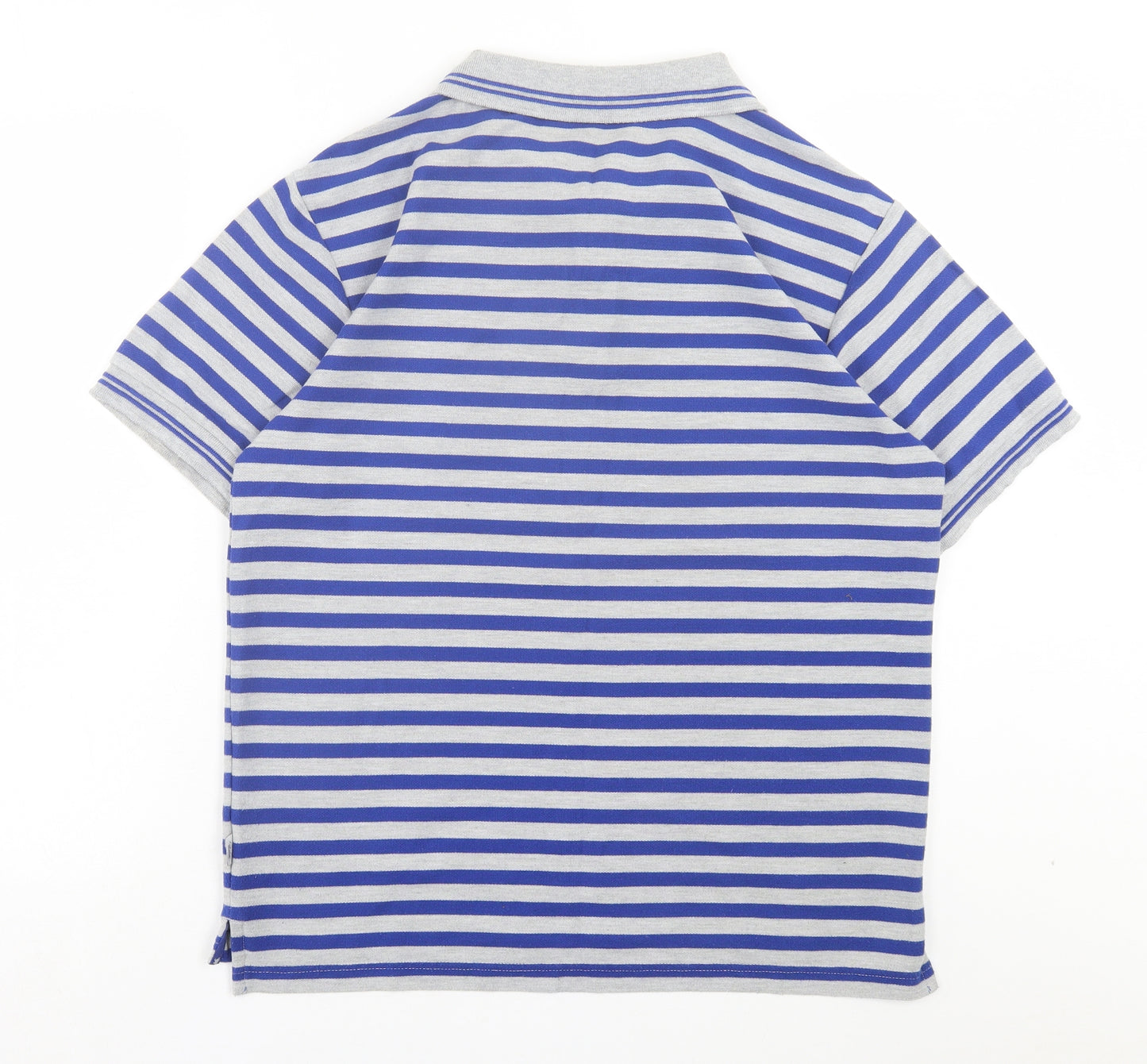 Lonsdale Mens Blue Striped Cotton Polo Size M Collared Button