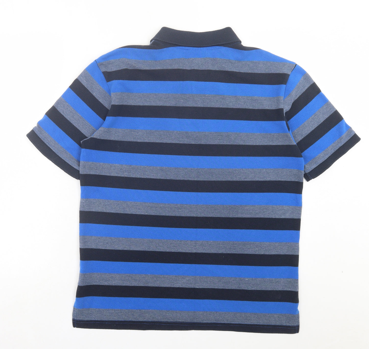 Slazenger Mens Blue Striped Polyester Polo Size M Collared Button