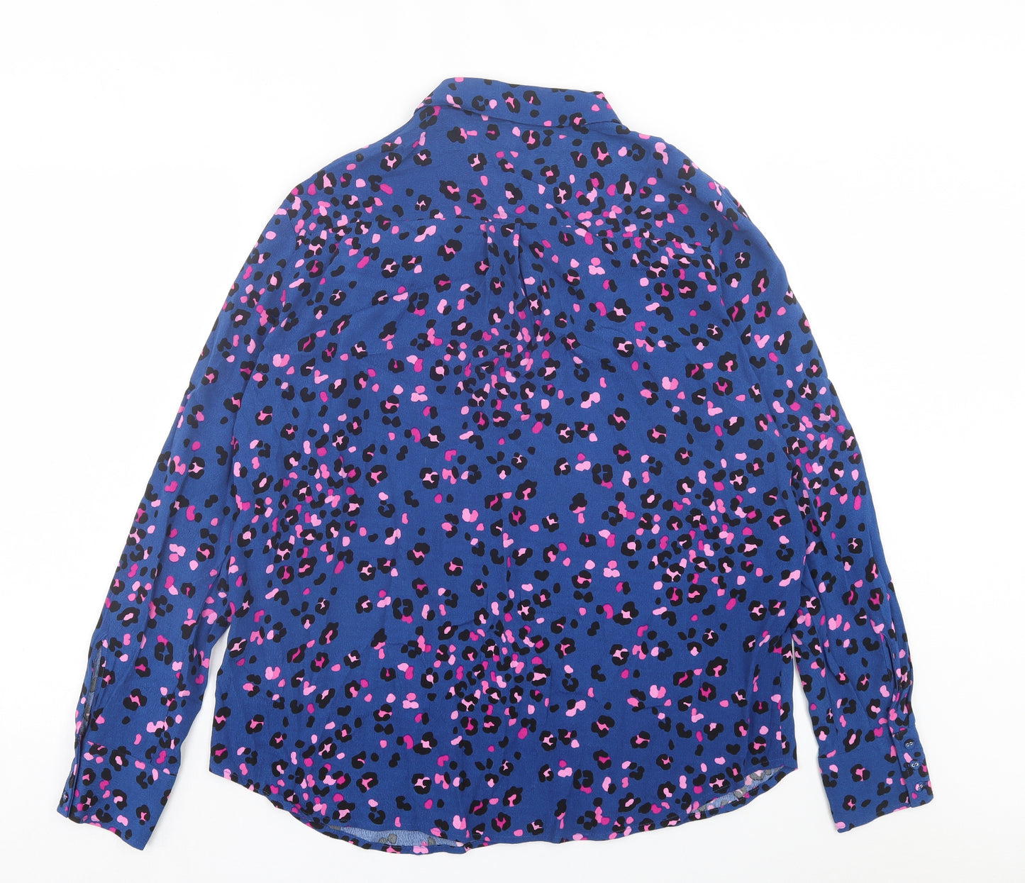 Love Roses Womens Black Animal Print Viscose Basic Button-Up Size 18 Collared