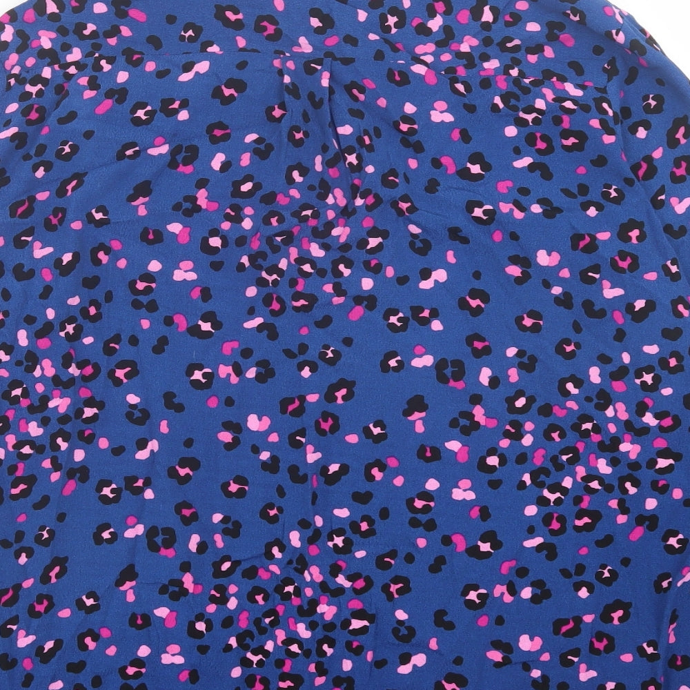 Love Roses Womens Black Animal Print Viscose Basic Button-Up Size 18 Collared