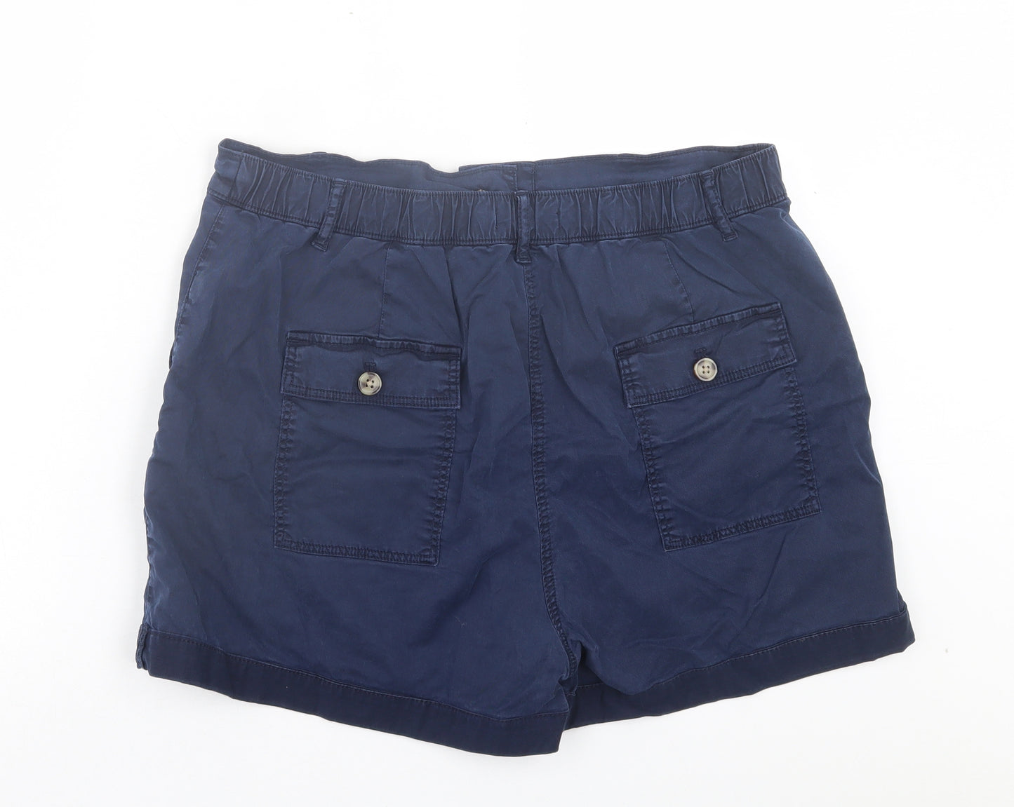 Marks and Spencer Womens Blue Lyocell Chino Shorts Size 16 L3 in Regular Button