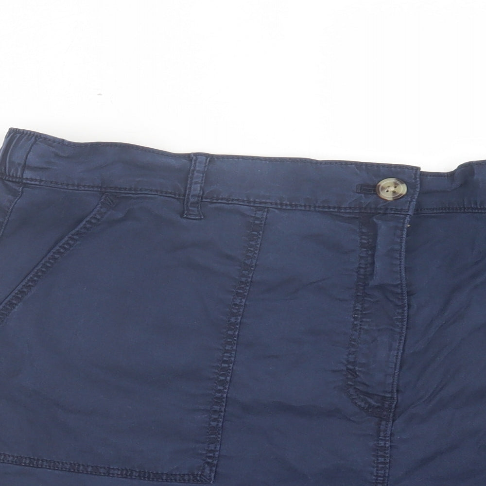 Marks and Spencer Womens Blue Lyocell Chino Shorts Size 16 L3 in Regular Button