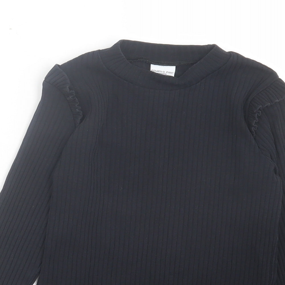 Polarn O. Pyret Girls Black Cotton Basic Casual Size 6-7 Years Crew Neck Pullover