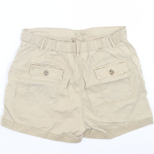 Marks and Spencer Womens Beige Lyocell Chino Shorts Size 16 L3 in Regular Button