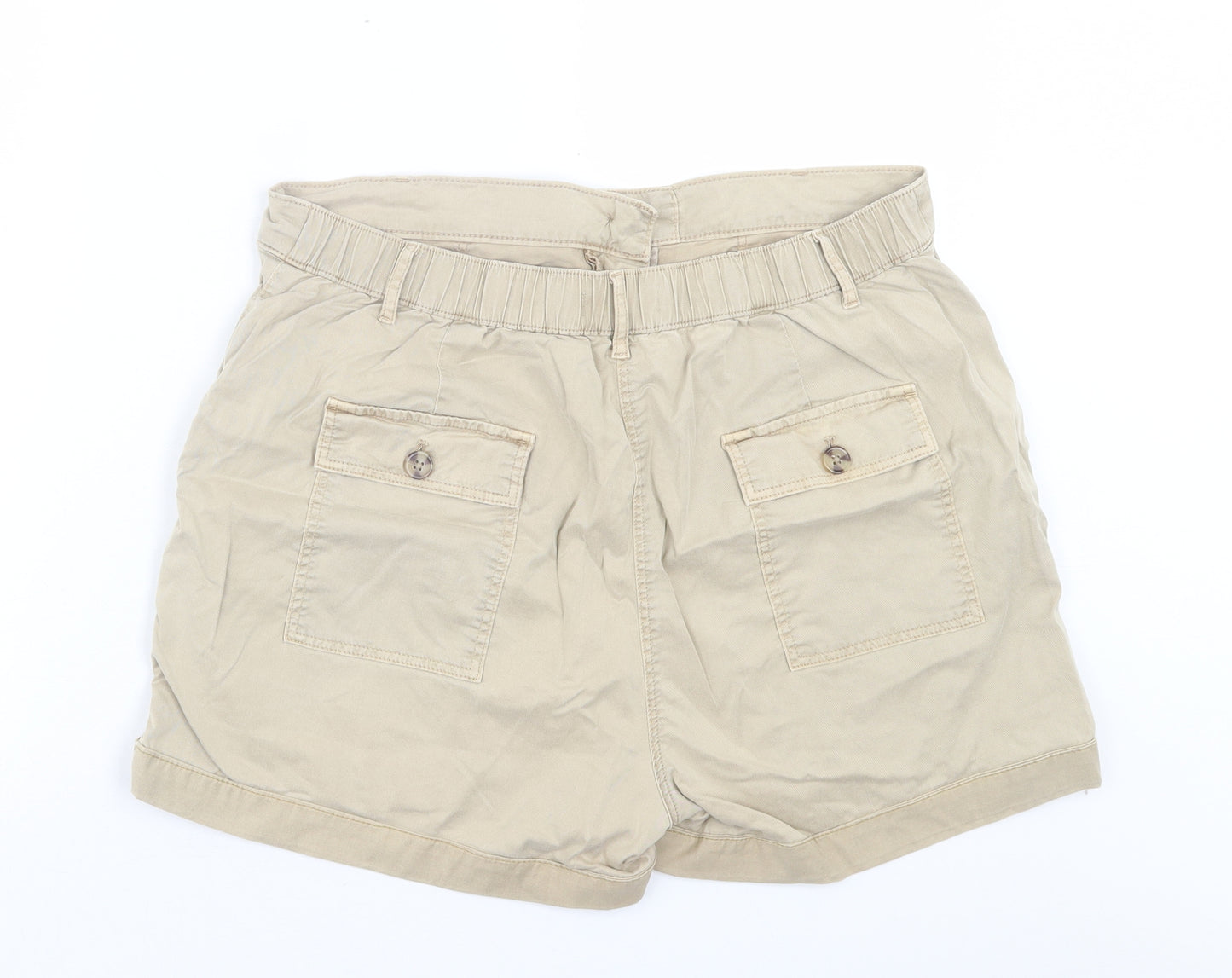 Marks and Spencer Womens Beige Lyocell Chino Shorts Size 16 L3 in Regular Button