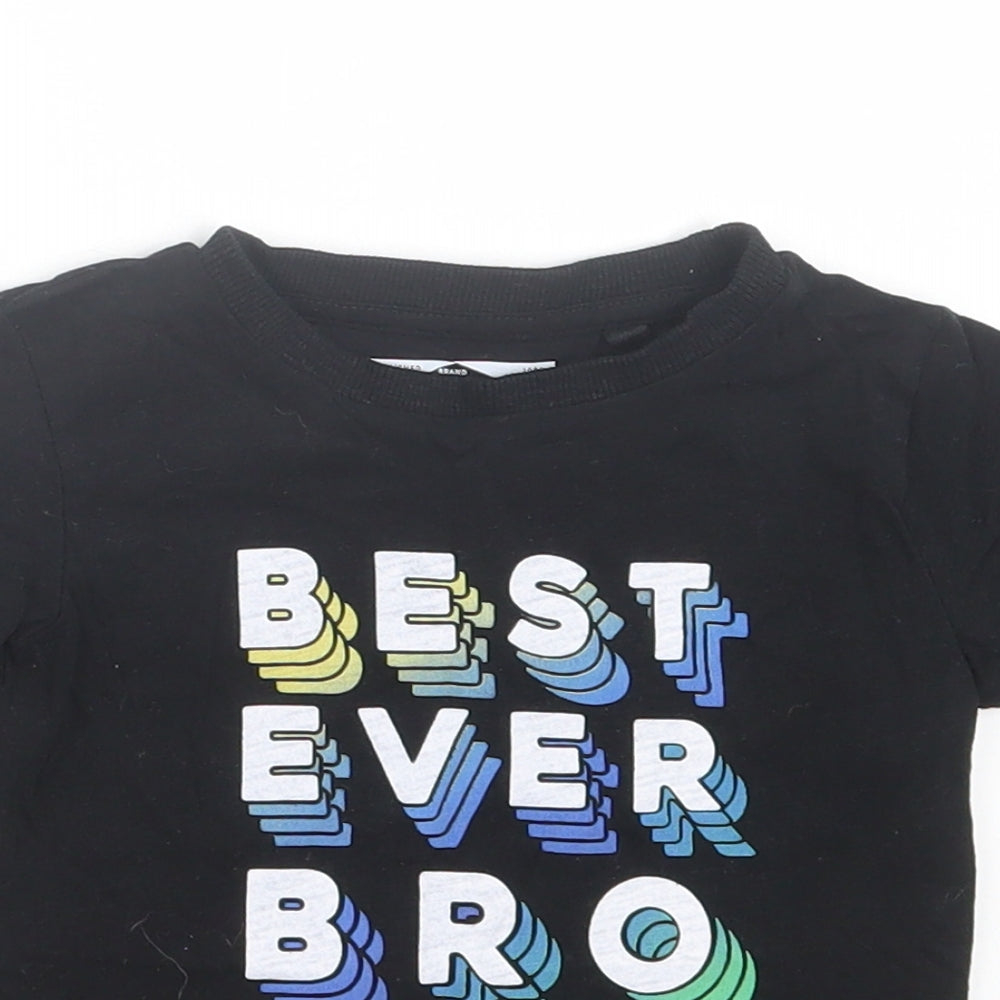 NEXT Boys Black Cotton Basic T-Shirt Size 9-12 Months Crew Neck Pullover - Best Ever Bro
