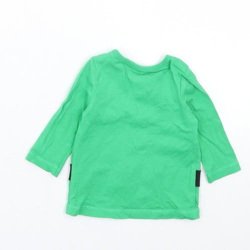 F&F Baby Green Cotton Basic Casual Size Newborn Crew Neck Button - Christmas Elf