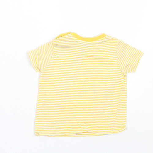 F&F Baby Yellow Striped Cotton Basic T-Shirt Size 3-6 Months Crew Neck Snap - YAY