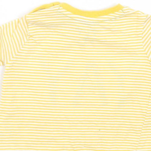 F&F Baby Yellow Striped Cotton Basic T-Shirt Size 3-6 Months Crew Neck Snap - YAY