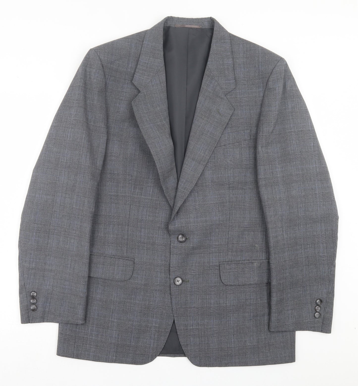 C&A Mens Grey Plaid Wool Jacket Suit Jacket Size 40