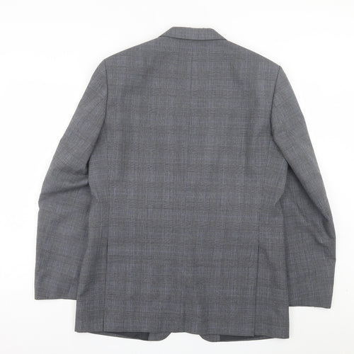 C&A Mens Grey Plaid Wool Jacket Suit Jacket Size 40
