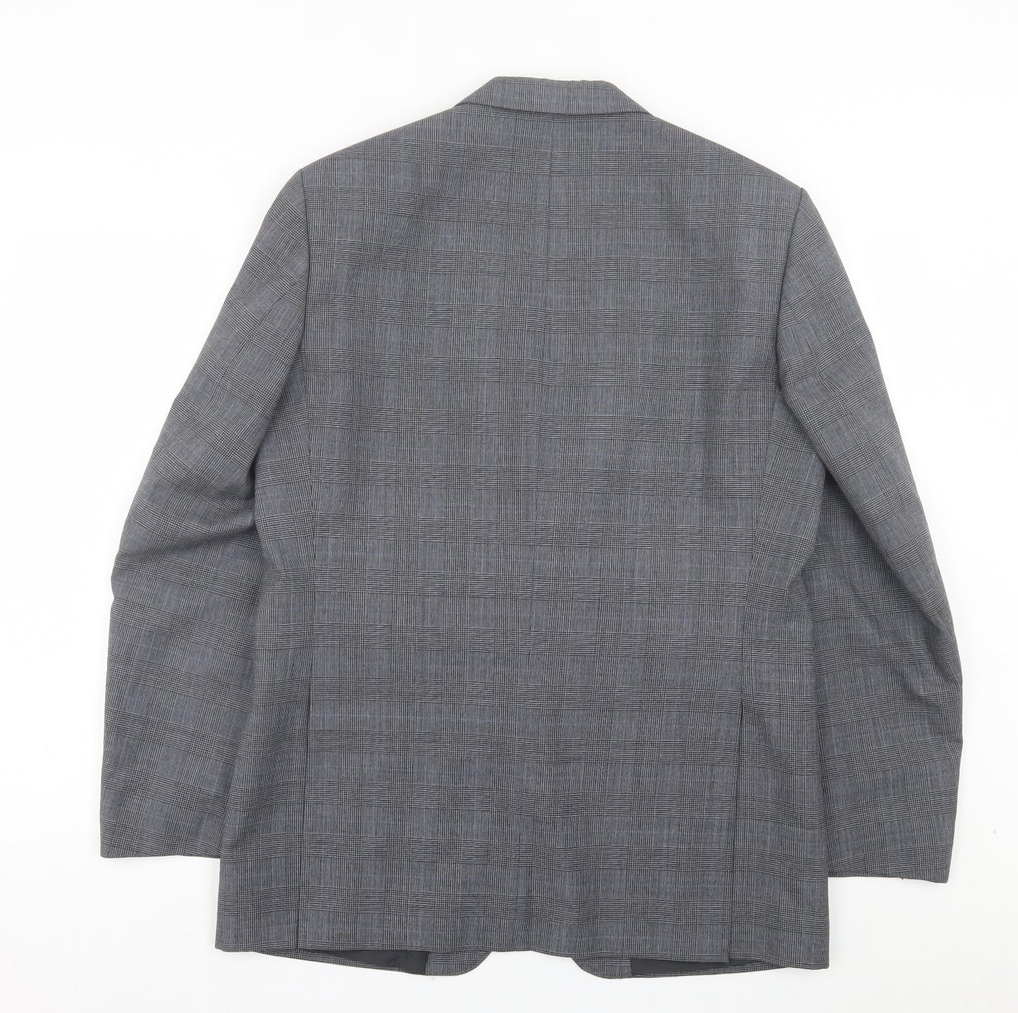 C&A Mens Grey Plaid Wool Jacket Suit Jacket Size 40