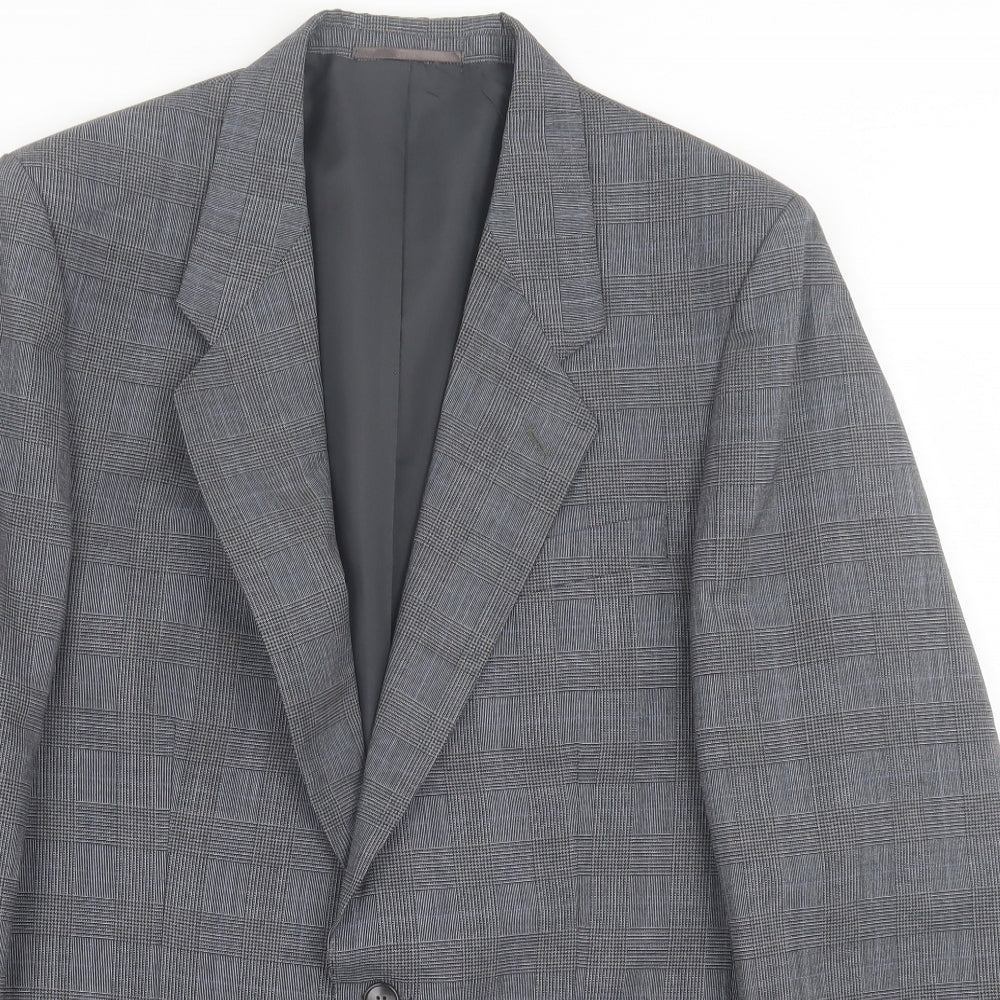 C&A Mens Grey Plaid Wool Jacket Suit Jacket Size 40