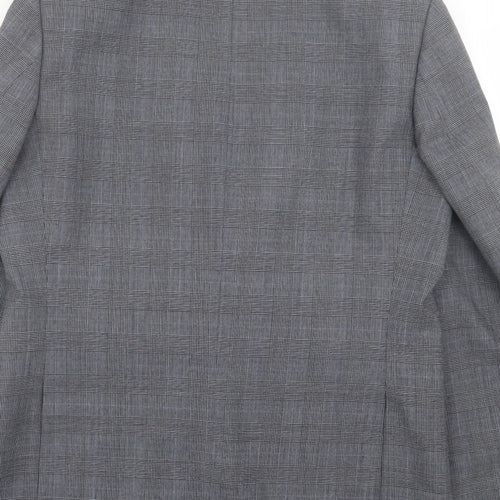 C&A Mens Grey Plaid Wool Jacket Suit Jacket Size 40
