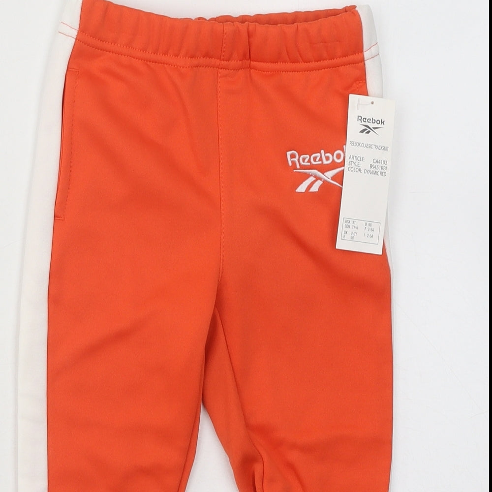 Reebok Boys Orange Polyester Jogger Trousers Size 2-3 Years Regular Drawstring