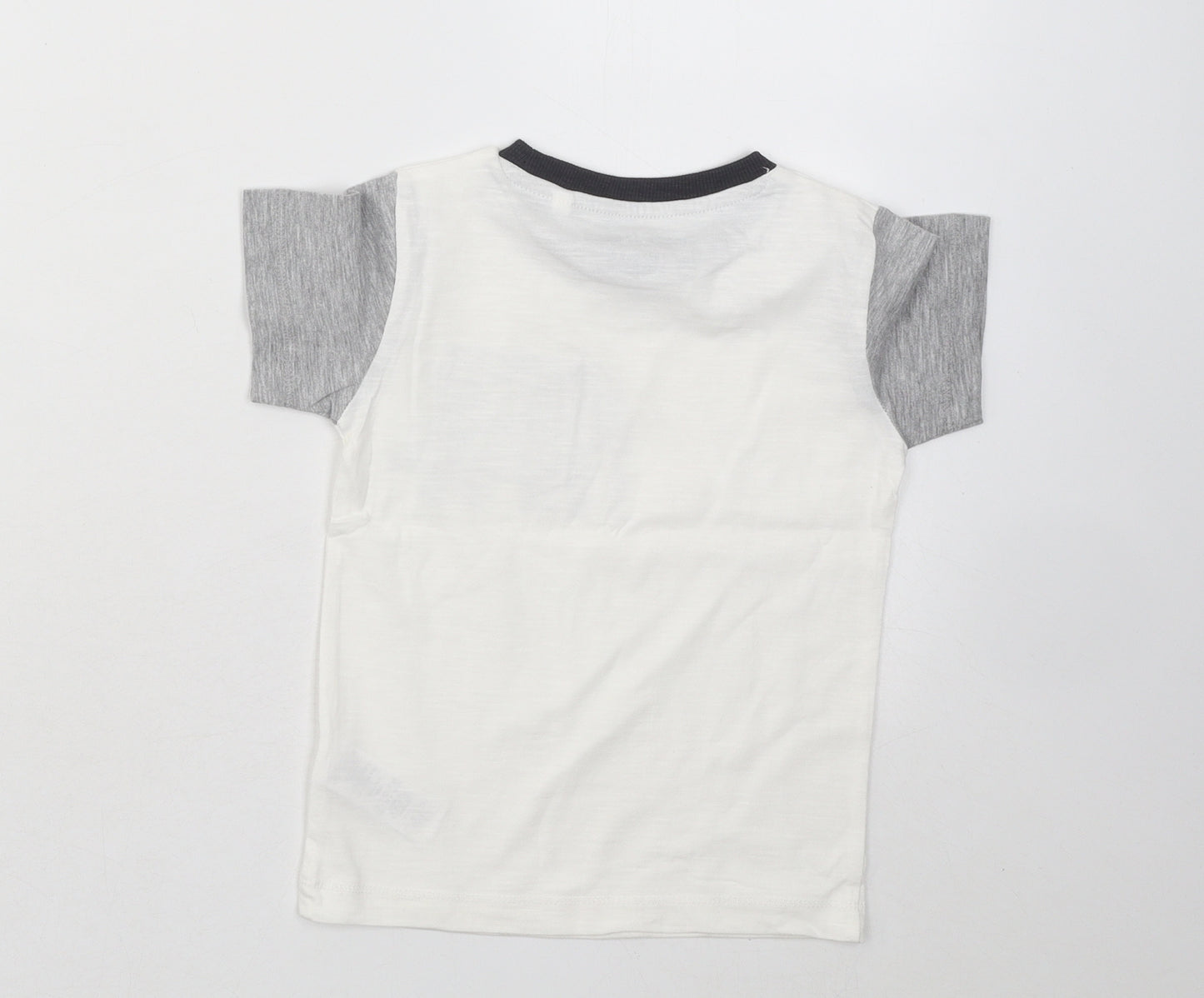 NEXT Boys White Cotton Basic T-Shirt Size 18-24 Months Round Neck Pullover - Elephant