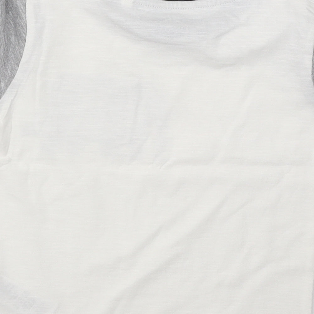 NEXT Boys White Cotton Basic T-Shirt Size 18-24 Months Round Neck Pullover - Elephant