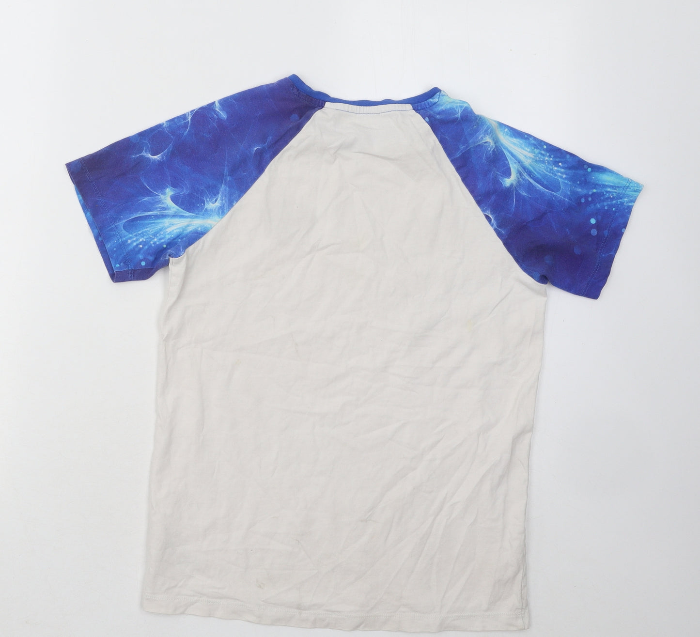 NEXT Boys Blue Geometric Cotton Basic T-Shirt Size 11 Years Round Neck Pullover - NYC