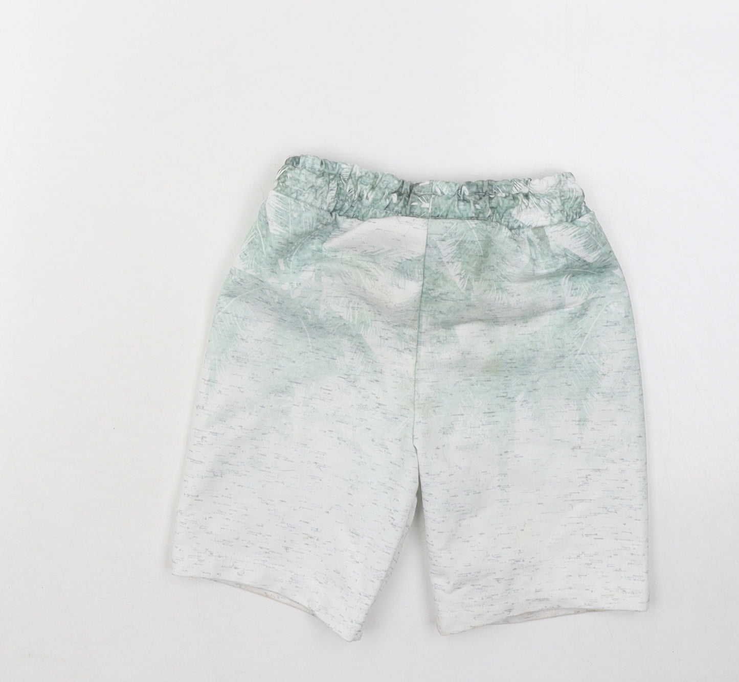 Primark Boys Green Geometric Cotton Sweat Shorts Size 3-4 Years Regular Drawstring - Aloha