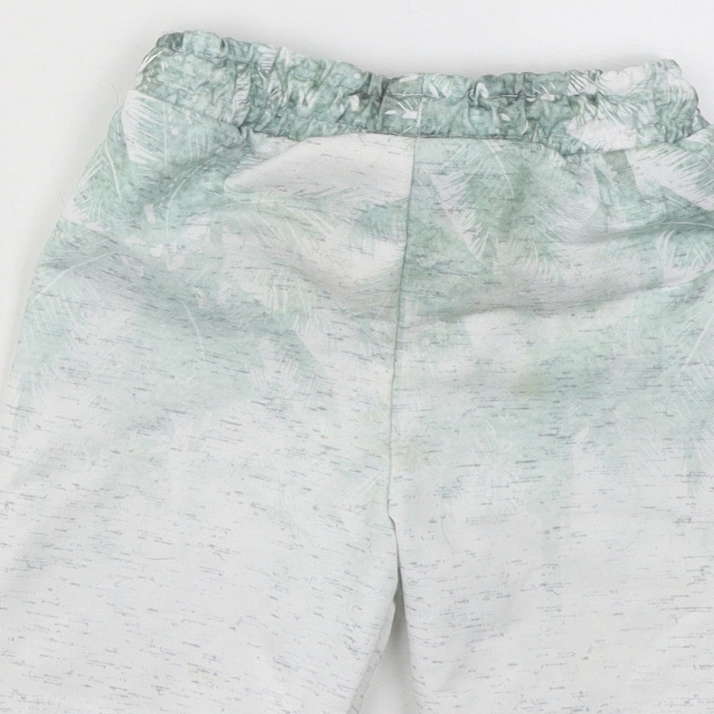 Primark Boys Green Geometric Cotton Sweat Shorts Size 3-4 Years Regular Drawstring - Aloha