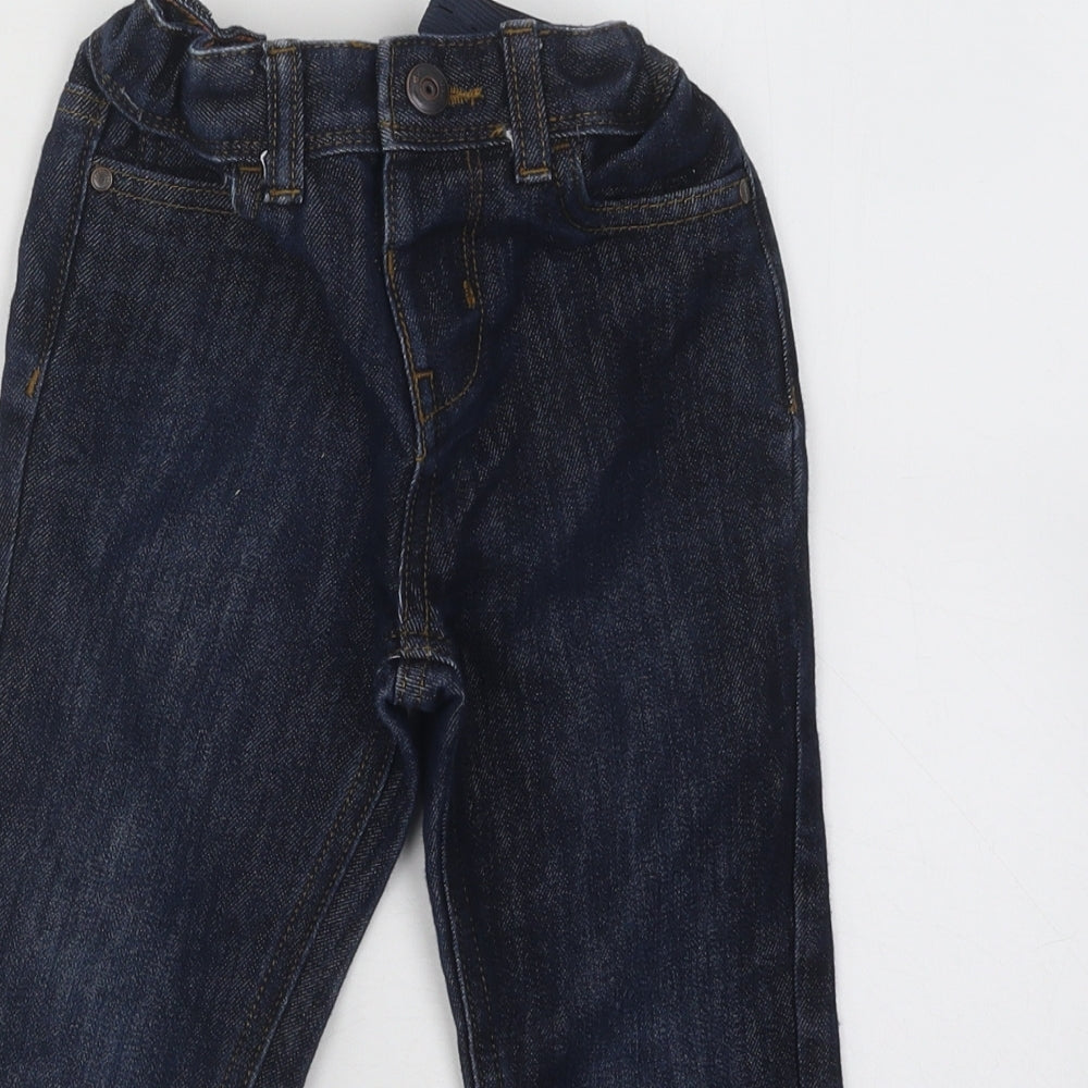 Primark Boys Blue Cotton Skinny Jeans Size 3-4 Years Regular Buckle