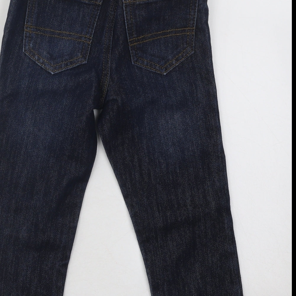 Primark Boys Blue Cotton Skinny Jeans Size 3-4 Years Regular Buckle