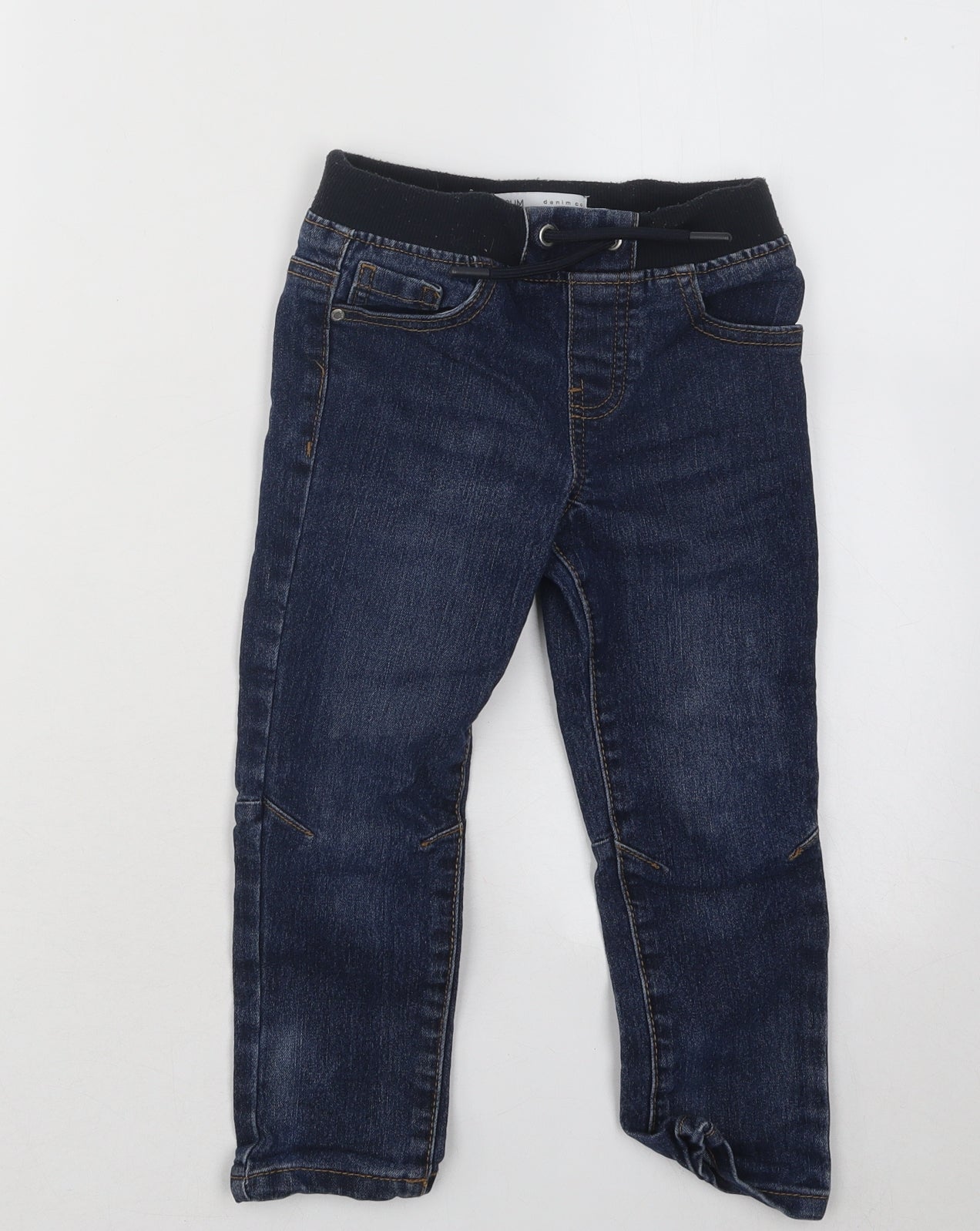 Primark Boys Blue Cotton Skinny Jeans Size 3-4 Years Regular Drawstring