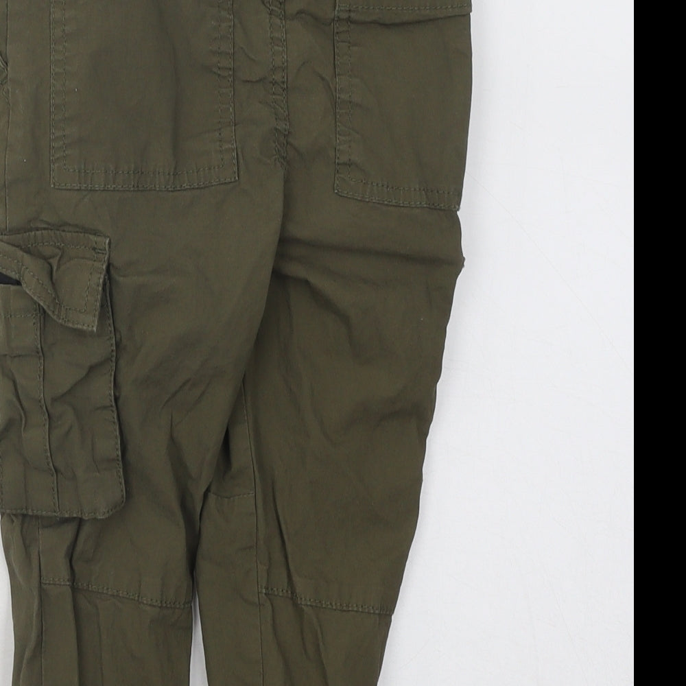 Primark Boys Green Cotton Cargo Trousers Size 3-4 Years Regular Drawstring