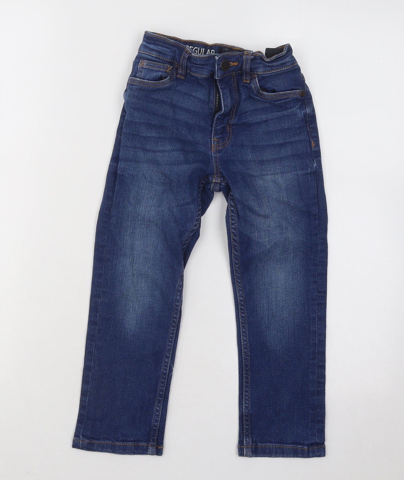 NEXT Boys Blue Cotton Straight Jeans Size 4 Years Regular Button