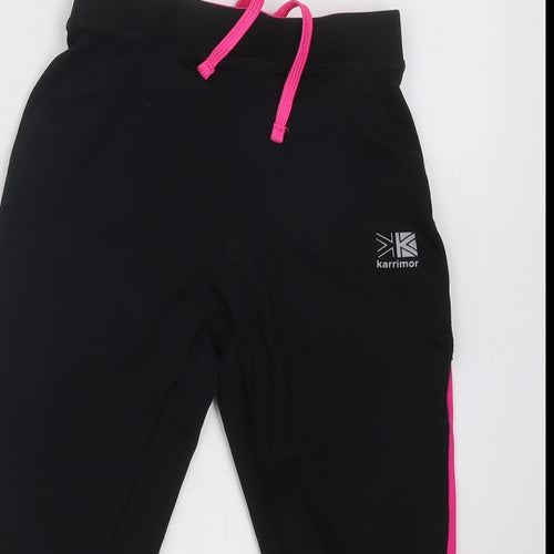 Karrimor Girls Black Polyester Jogger Trousers Size 9-10 Years Regular Drawstring