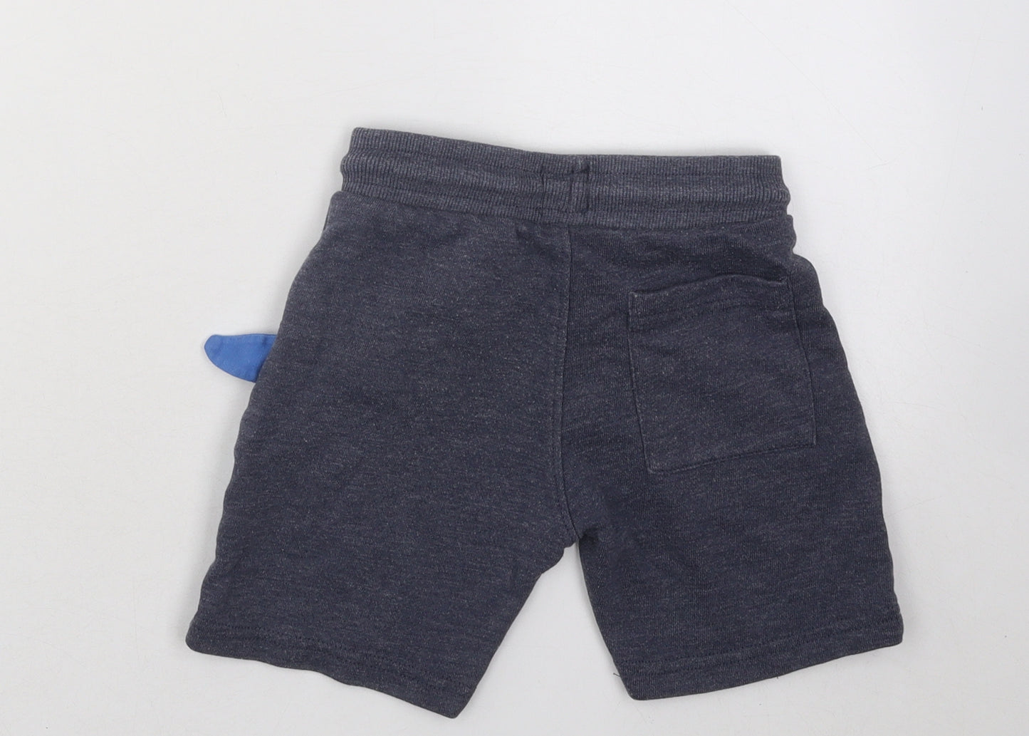 F&F Boys Grey Cotton Sweat Shorts Size 3-4 Years Regular Drawstring - Shark