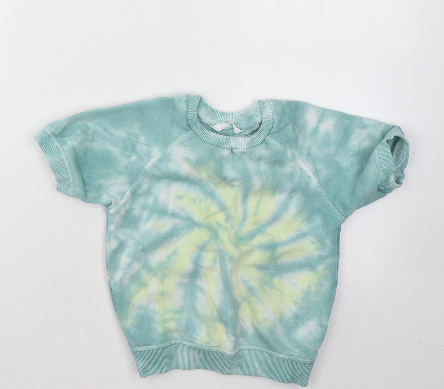Marks and Spencer Boys Green Geometric Cotton Pullover Sweatshirt Size 3-4 Years Pullover