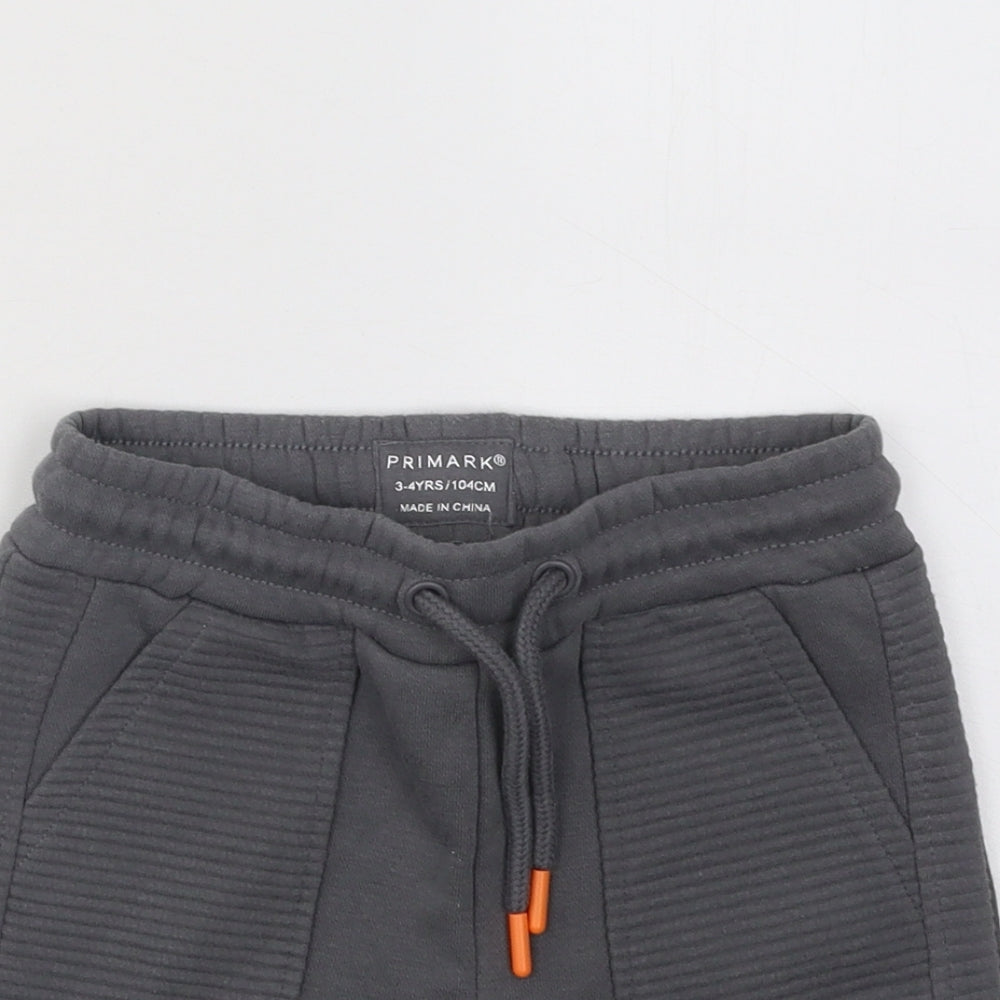 Primark Boys Grey Cotton Sweat Shorts Size 3-4 Years Regular Drawstring - Never Stop