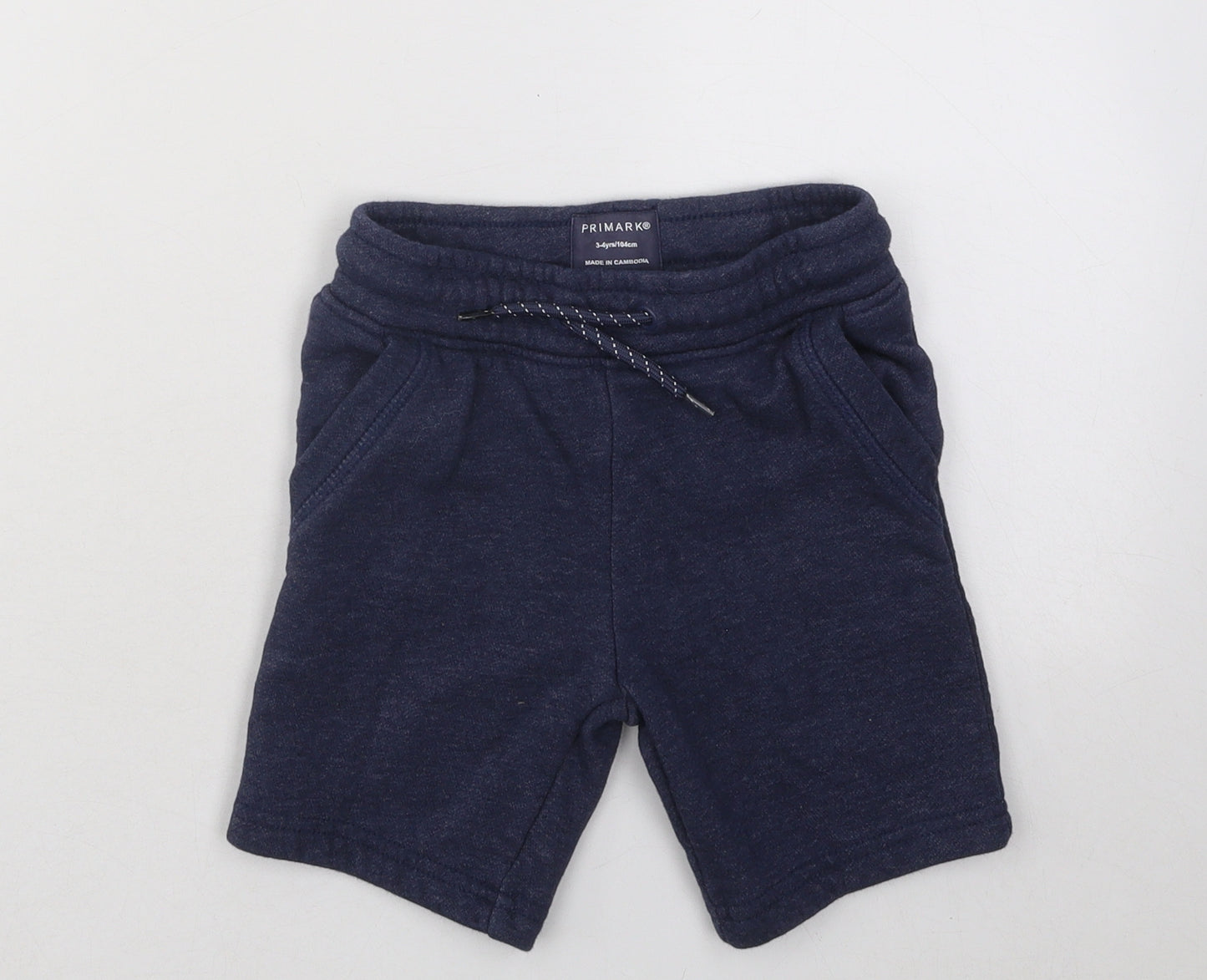 Primark Boys Blue Cotton Sweat Shorts Size 3-4 Years Regular Drawstring