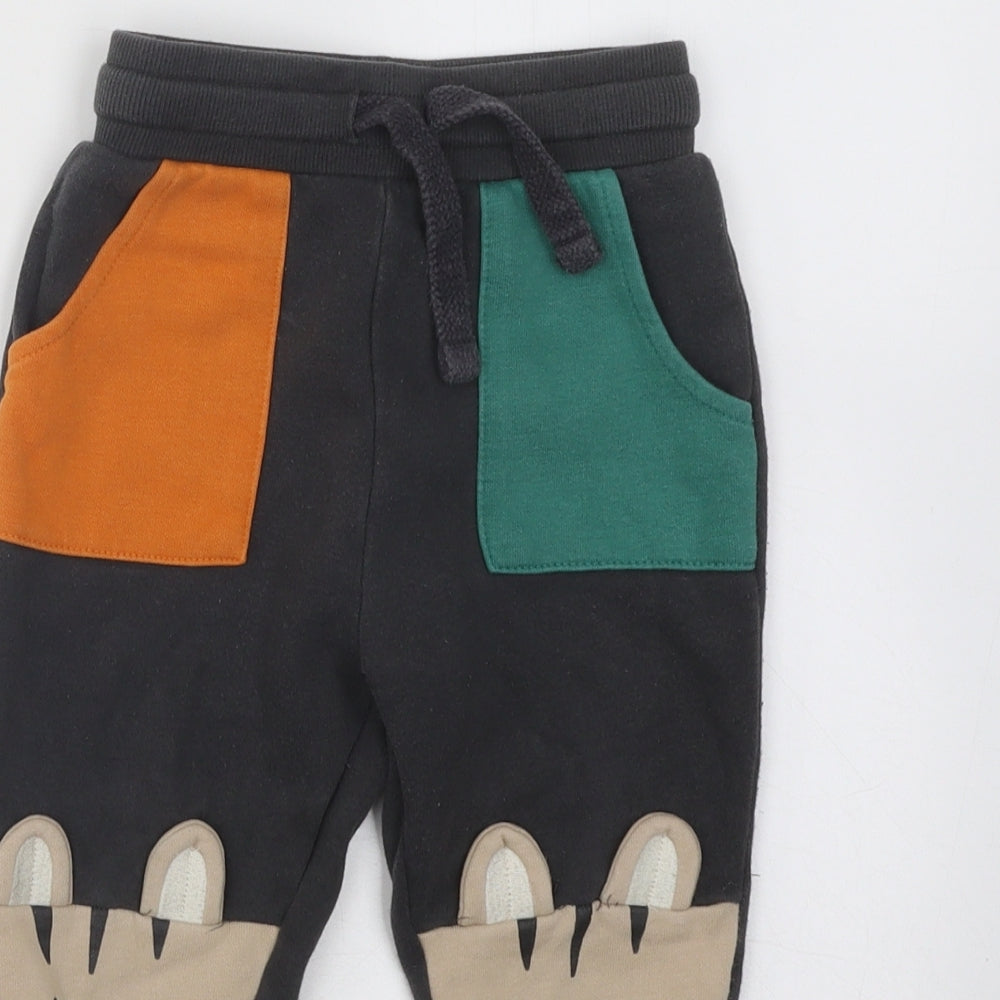 George Boys Grey Cotton Jogger Trousers Size 2-3 Years Regular Drawstring - Tiger