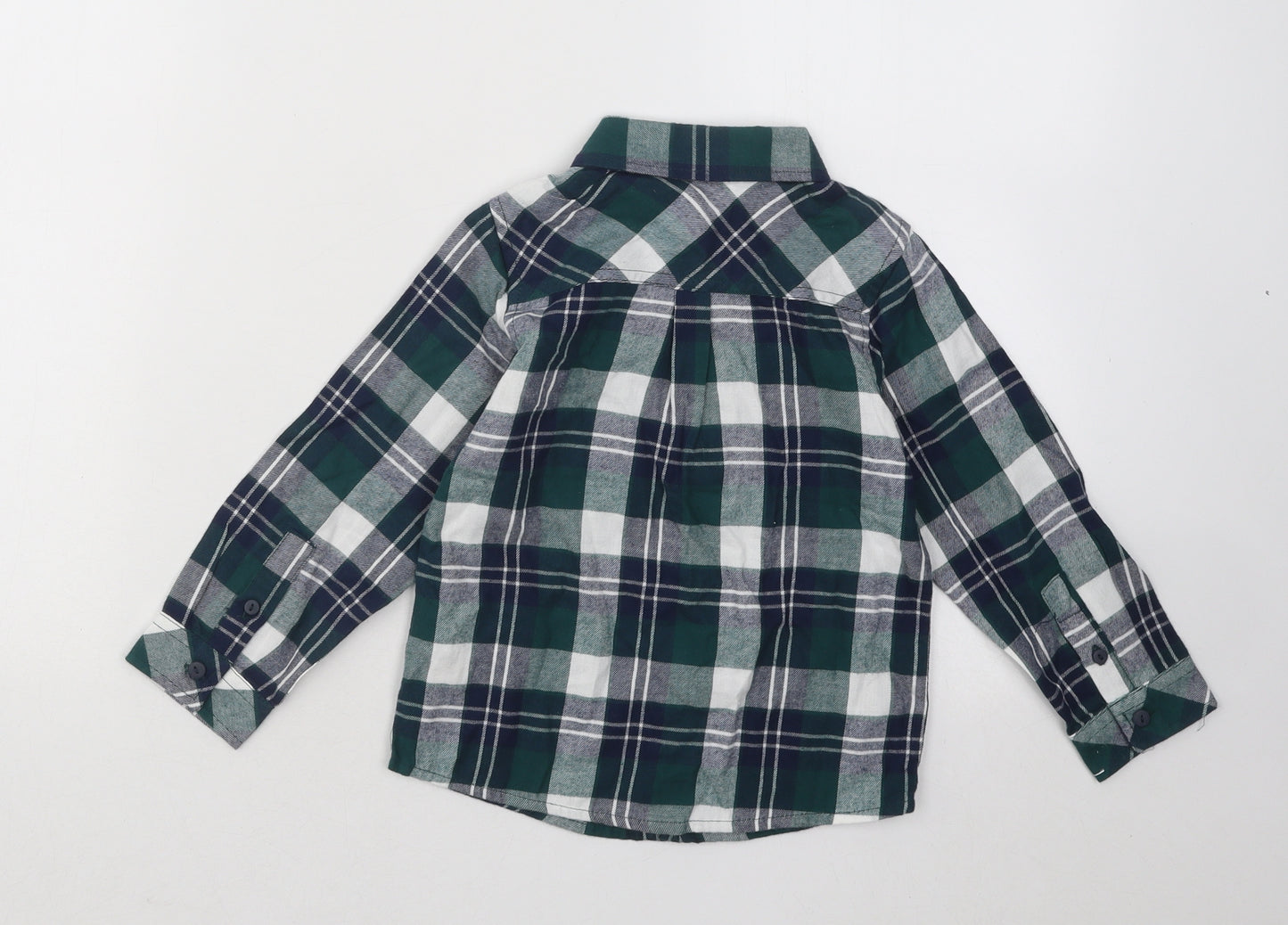 Mo Kids Boys Green Plaid Cotton Basic Button-Up Size 2-3 Years Collared Button