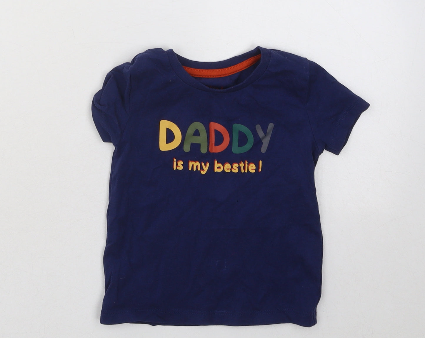 Peacocks Boys Blue Cotton Basic T-Shirt Size 9-12 Months Round Neck Pullover - Daddy is My Bestie