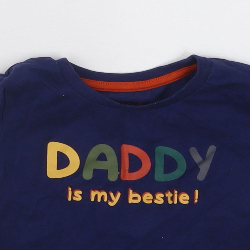Peacocks Boys Blue Cotton Basic T-Shirt Size 9-12 Months Round Neck Pullover - Daddy is My Bestie