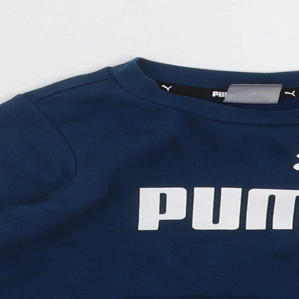 PUMA Boys Blue Cotton Pullover Jumper Size 12-18 Months Snap