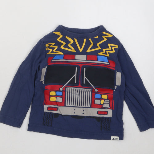 Gap Boys Blue Cotton Basic T-Shirt Size 18-24 Months Round Neck Pullover - Fire Engine