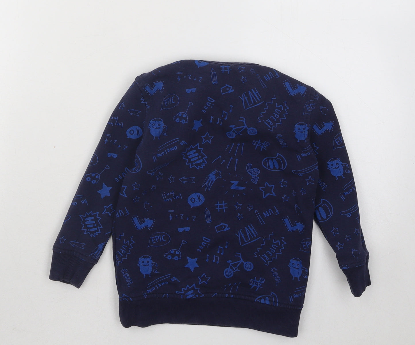 George Boys Blue Geometric Cotton Pullover Jumper Size 18-24 Months Pullover