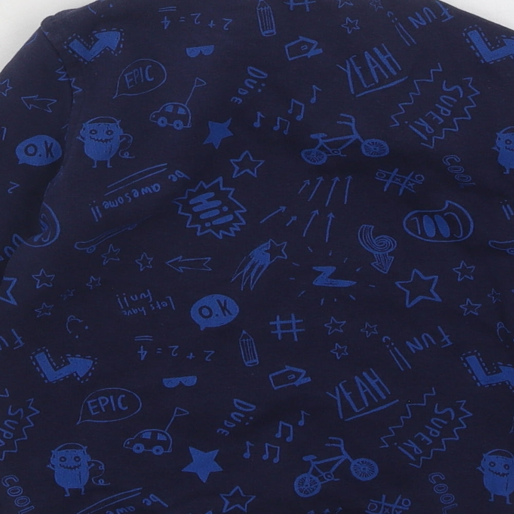 George Boys Blue Geometric Cotton Pullover Jumper Size 18-24 Months Pullover