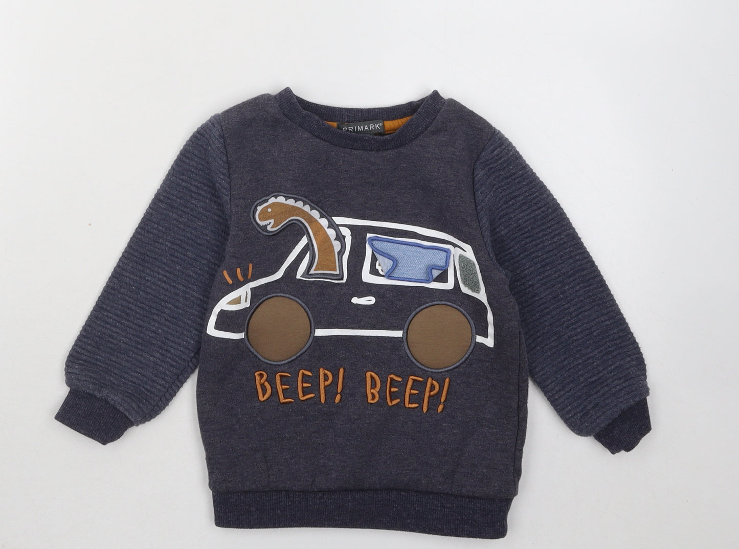 Primark Boys Blue Cotton Pullover Sweatshirt Size 2-3 Years Pullover - Beep Beep