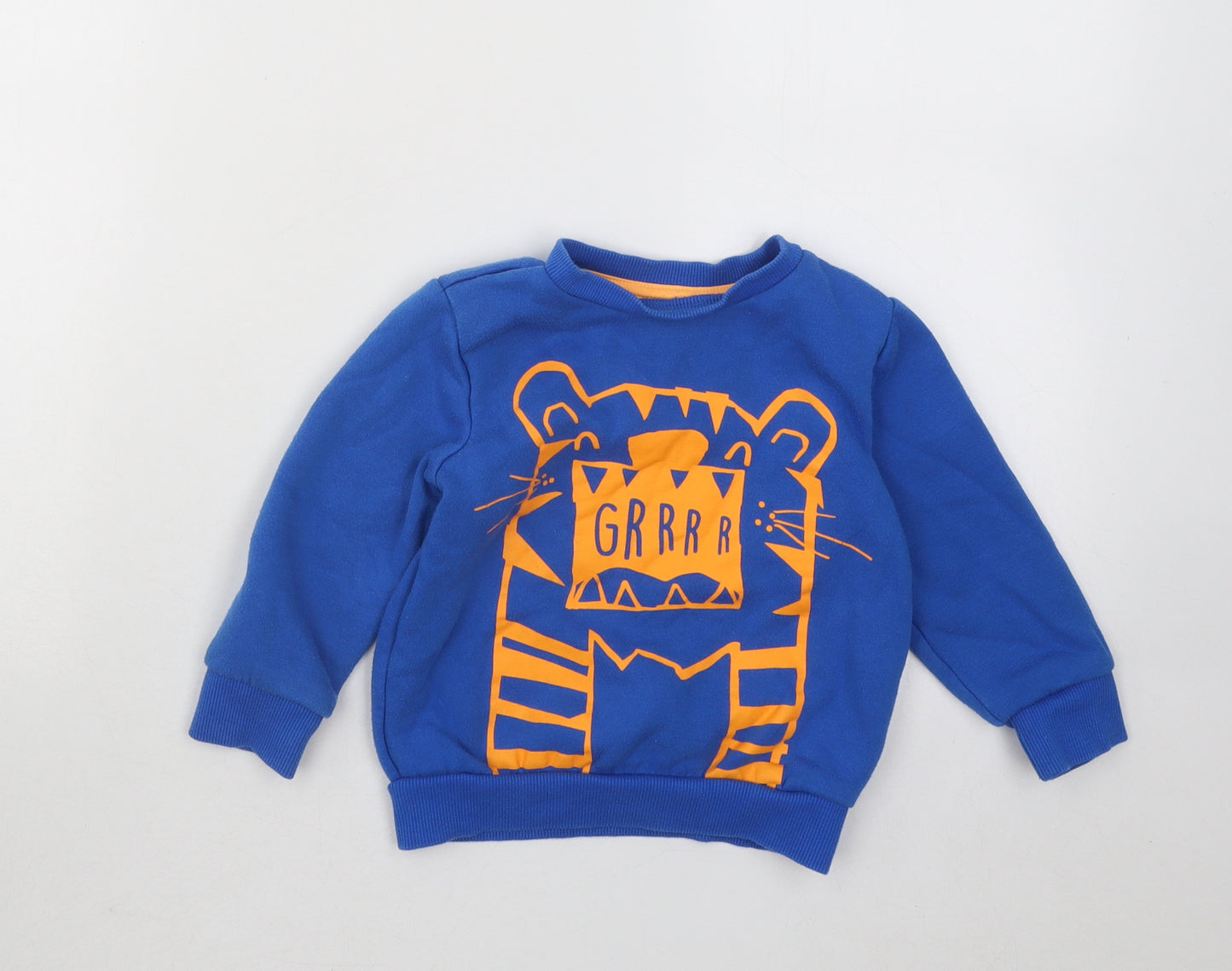 F&F Boys Blue Cotton Pullover Jumper Size 18-24 Months Pullover - Tiger